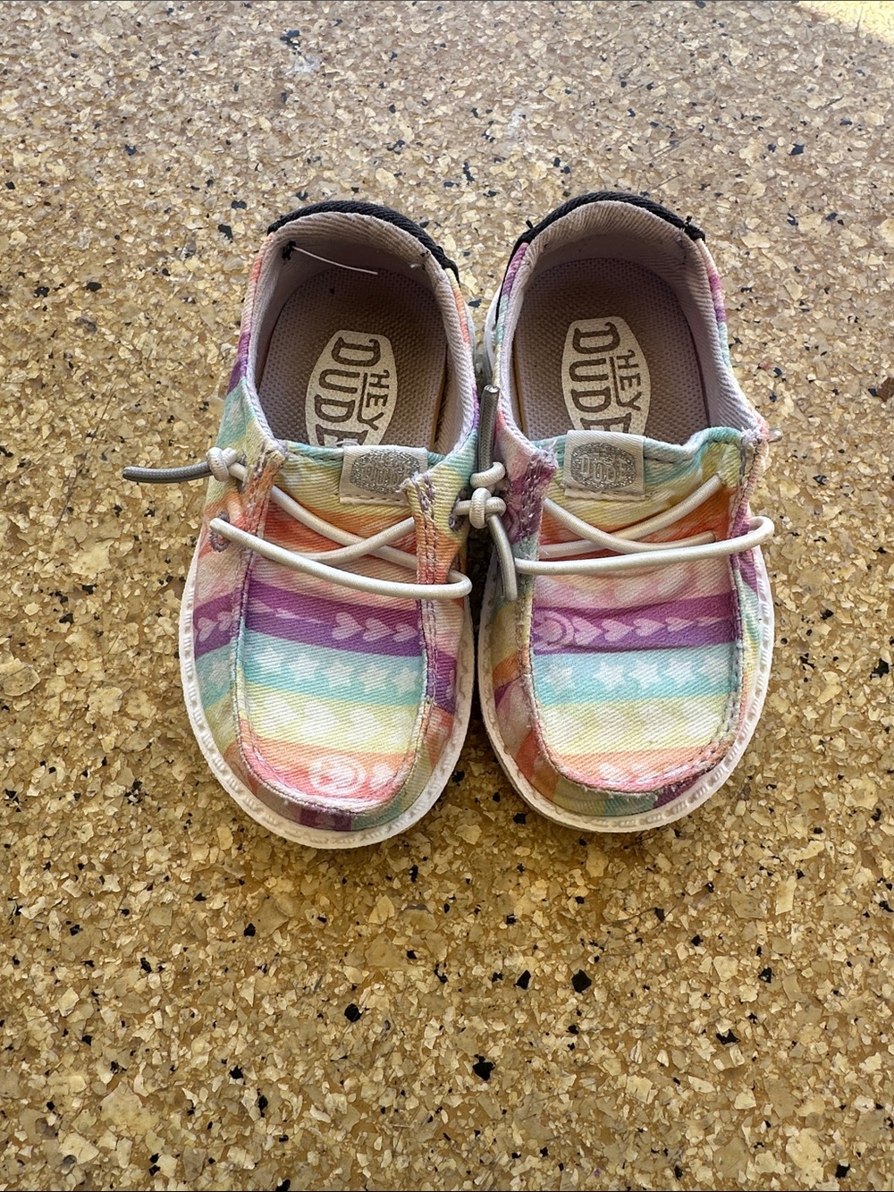 Hey Dude Kids Pastel Rainbow Stripe Canvas Slip-Ons
